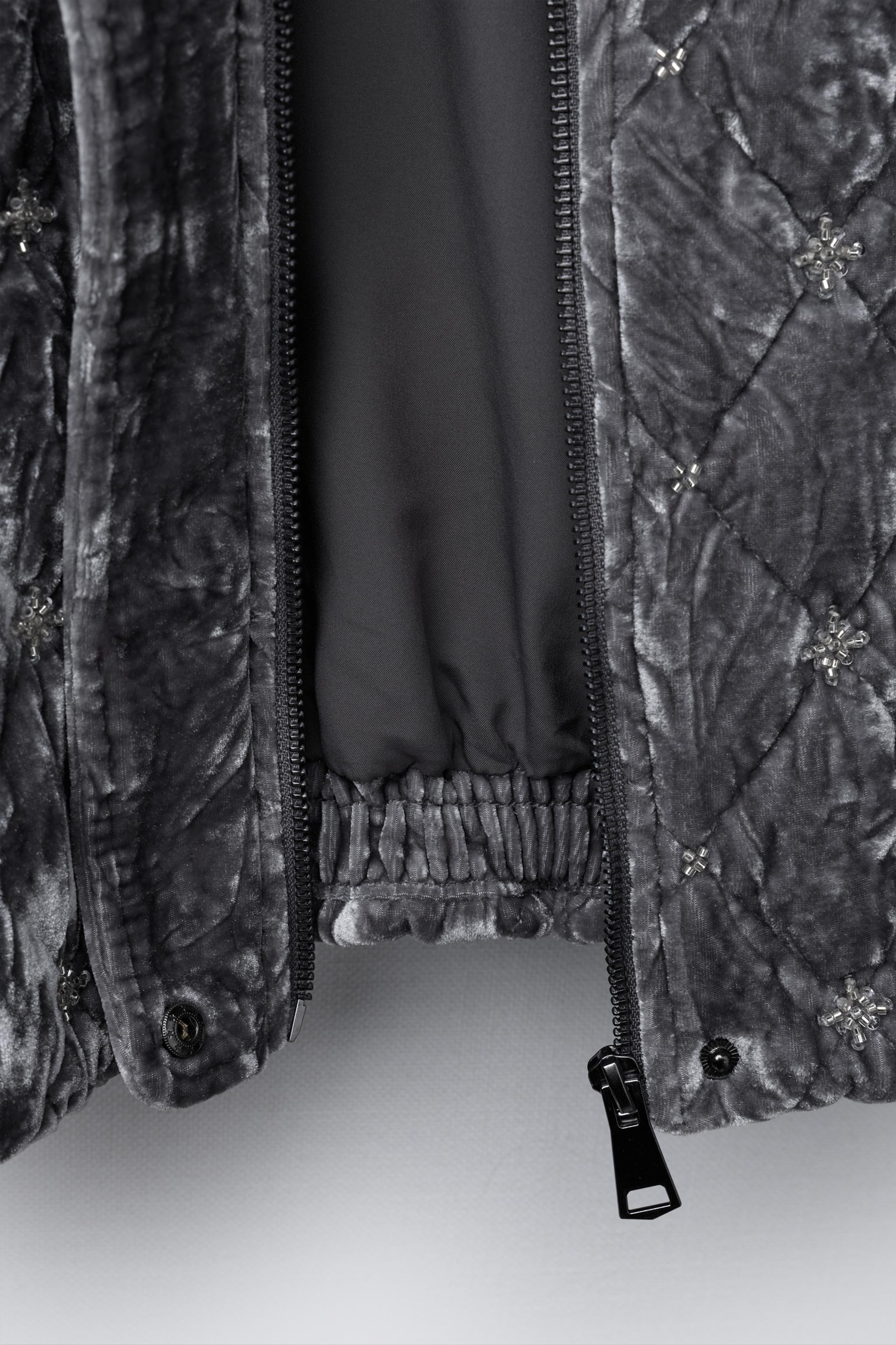 VELVET JEWELED BOMBER JACKET